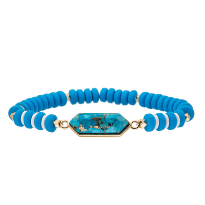 4 braccialetti fatti a mano su ordinazione delle perle di colori con il pendente regolare di esagono