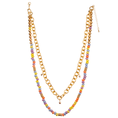 Insieme in rilievo multicolore della collana del pendente 14K del collegamento a catena dorato all'ingrosso della graffetta