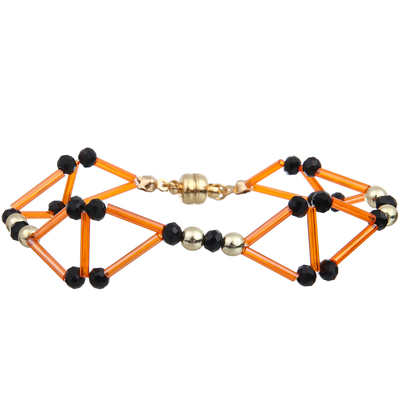 Dichiarazione triangolare 3D perline fatte a mano bracciali (arancione/verde/azzurro)