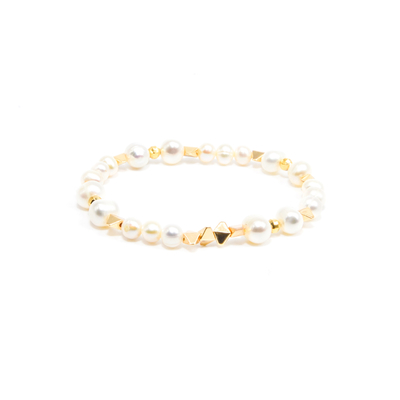 braccialetto d'acqua dolce naturale della perla di 18.5cm con le perle dell'ematite dell'oro