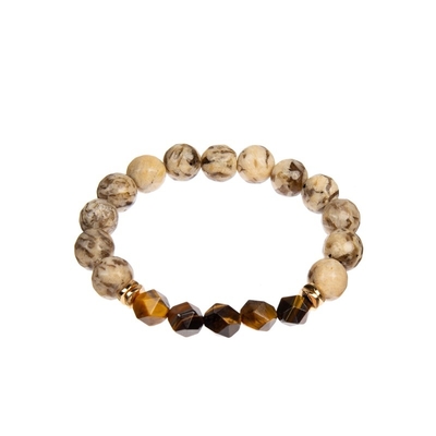 Braccialetto di pietra in rilievo elastico fatto a mano, Tiger Eye Bracelet naturale unisex