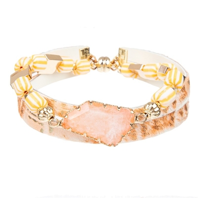 Vetro di cuoio fatto a mano genuino Crystal Beads del braccialetto dell'involucro etnico