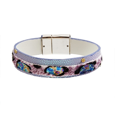 braccialetto di cuoio fatto a mano della stampa animale di mulitcolor, braccialetti eleganti di 18.5cm Boho