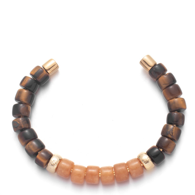 braccialetti in rilievo fatti a mano di 18.5cm, 30g marrone Tiger Eye Bangle