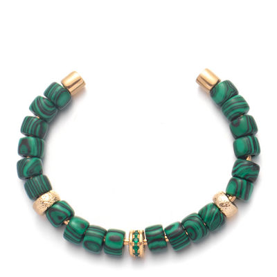 Braccialetti in rilievo fatti a mano avvitati perle verdi di proprio forte dell'oro e della malachite dell'estremità