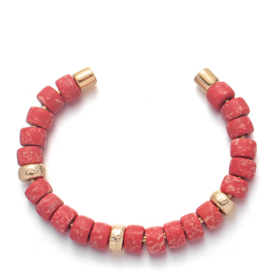 I braccialetti smontabili di DIY con l'oro reale imperiale rosso della pietra 18k delle perle hanno placcato