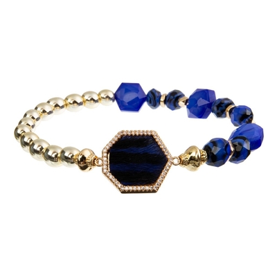 Leopardo di cuoio dei blu navy del braccialetto della perla del ODM 15g non inquinante