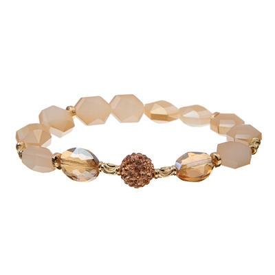 Champagne Hexagon Crystal Beads Bracelets leggero con Champagne Shambhala Ball