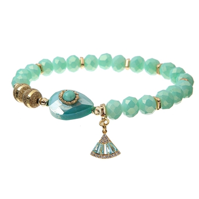 Pastello Crystal Bracelets elastico del turchese della perla con la corda lustrata di vetro delle perle