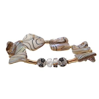 Braccialetto di Shell Shambhala Ball Fort Beads con struttura stampata nera di Wave di acqua