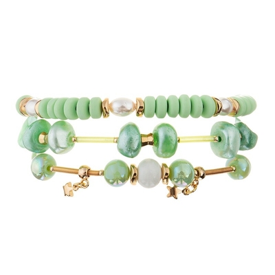 Regalo fresco geometrico di Crystal Beads Bracelets Vintage Style di colore verde per lei