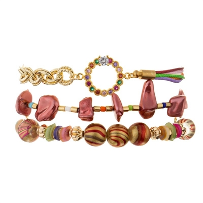 Braccialetti fatti a mano accatastabili rossi delle perle per gli anni dell'adolescenza di modo con lo zircone dell'arcobaleno