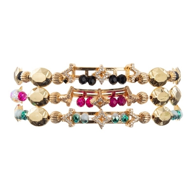 Braccialetti elastici fatti a mano di incanto della stella d'oro di zircone con le perle piane di forma per la ragazza