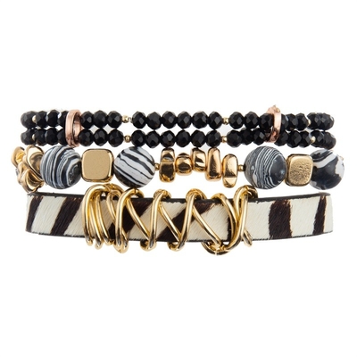 Colore bianco della zebra della stampa del cuoio delle perle del nero fatto a mano del braccialetto per signora