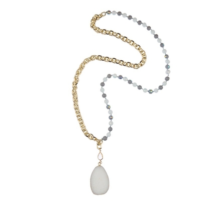Collana naturale 8mm delle perle di guarigione del pendente di Druzy della pietra preziosa con la catena dell'oro