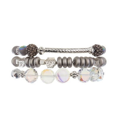 Il metallo Antivari pavimenta le perle che il braccialetto fatto a mano ha messo Gray Color Adjustable Stackable