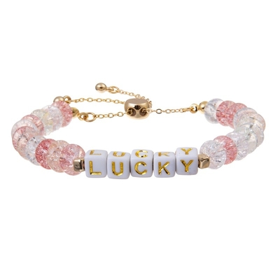 Personalizzi la lettera quadrata dell'oro borda il braccialetto regolabile con Crystal Beads incrinato