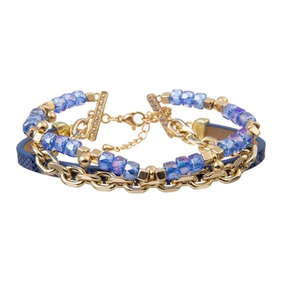 Crystal Handmade Beads Bracelets Set blu brillante 6.5in regolabili