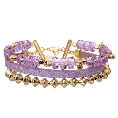 Cavo elastico 0.7mm regolabile di Purple Heart Crystal Beads Bracelet Set With