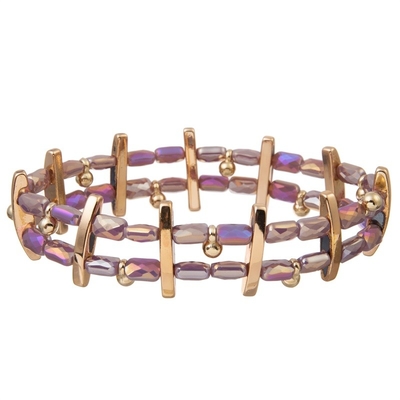 Braccialetti in rilievo accatastabili Crystal Dainty Handmade di allungamento del seme di vetro porpora