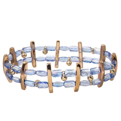 Perla di vetro blu Crystal Bracelets Dainty Stackable Handmade elastico del seme