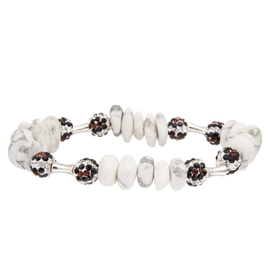Braccialetti di signora White Natural Turquoise su misura con la palla della roccia di lustro