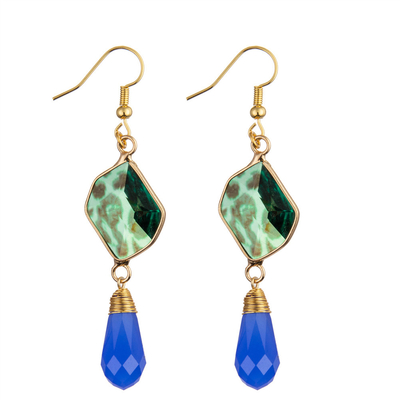 L'oro ha placcato la forma irregolare di Crystal Pendant Gemstone Stud Earrings di impatto per le donne