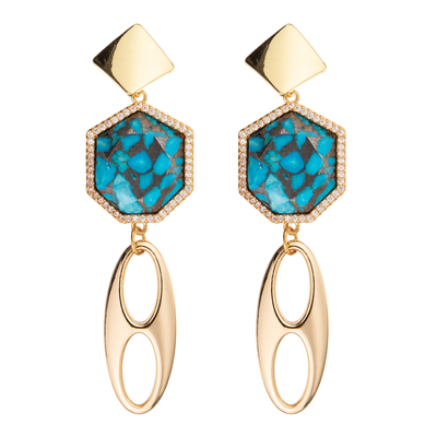 L'oro di Jelewrry ha placcato l'ettagono regolare Diamond Drop Earring per le donne