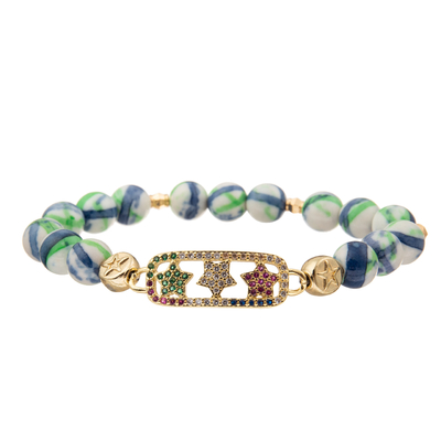 I braccialetti fatti a mano su misura delle perle di incanto variopinto con oro hanno placcato il diamante