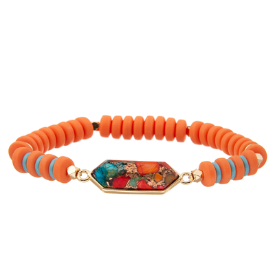 4 braccialetti fatti a mano su ordinazione delle perle di colori con il pendente regolare di esagono