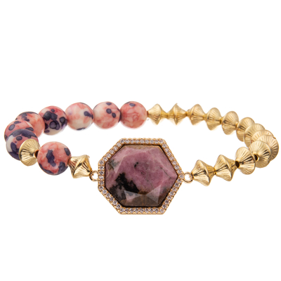 Braccialetti fatti a mano delle perle di stile della Boemia con la pietra imperiale dell'ettagono regolare