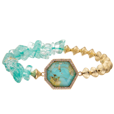Braccialetti fatti a mano delle perle di stile della Boemia con la pietra imperiale dell'ettagono regolare