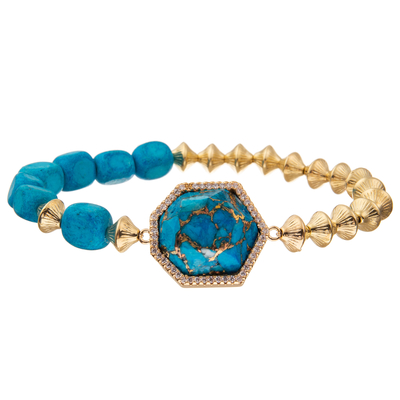 Braccialetti fatti a mano delle perle di stile della Boemia con la pietra imperiale dell'ettagono regolare