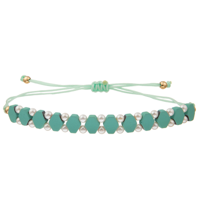 Braccialetti del collegamento a catena di Crystal Glass Beads Metal Handmade con turchese esagonale