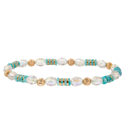 Braccialetti del collegamento a catena di Crystal Glass Beads Metal Handmade con turchese esagonale