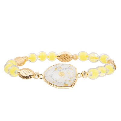 5 braccialetti fatti a mano delle perle di vetro di colori messi con oro hanno placcato il turchese irregolare