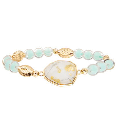 5 braccialetti fatti a mano delle perle di vetro di colori messi con oro hanno placcato il turchese irregolare