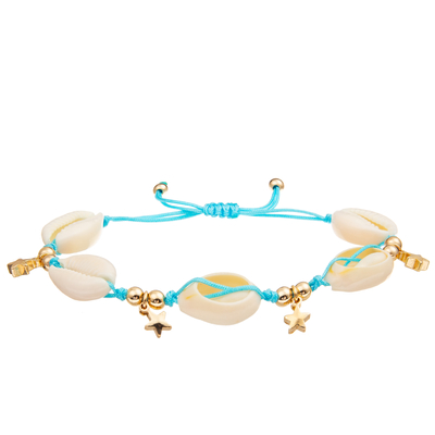 Ciprea intrecciata regolabile Shell Bracelet Set Bohemian Seashell del mare per le donne
