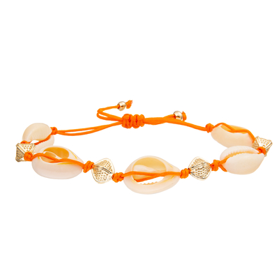 Ciprea intrecciata regolabile Shell Bracelet Set Bohemian Seashell del mare per le donne