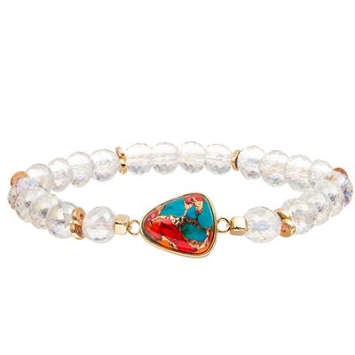 Crystal Faceted Beads Charm Bracelets fatto a mano con il turchese a forma di di goccia