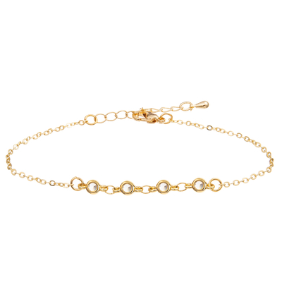 Graffetta Pin Shape Chain Link Bracelet di Antivari placcata oro con 3 zirconi