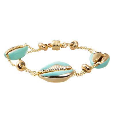 Braccialetto magnetico dorato variopinto del collegamento a catena di Shell Minimalist Personalized 14K