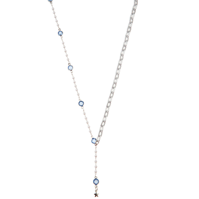Pietra preziosa del collegamento a catena 14K/collana dorate in rilievo multicolori pendente turchese/della perla