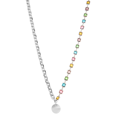 Pietra preziosa del collegamento a catena 14K/collana dorate in rilievo multicolori pendente turchese/della perla