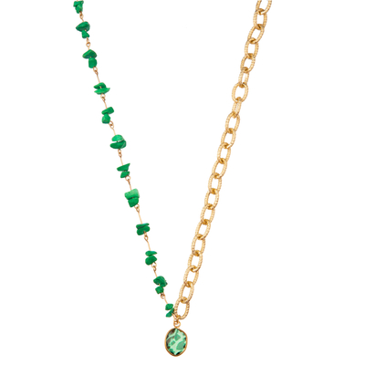 Pietra preziosa del collegamento a catena 14K/collana dorate in rilievo multicolori pendente turchese/della perla