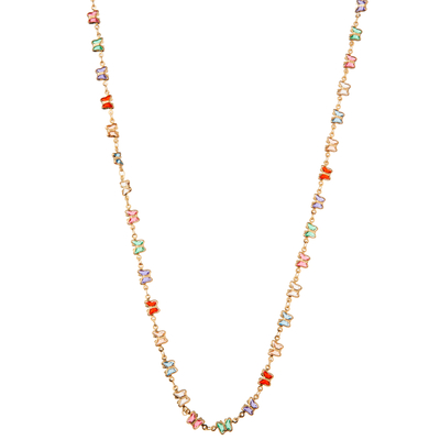 Collana dorata in rilievo multicolore del collegamento a catena 14K con la farfalla/fiore/il cuore/pendente stella/di Shell