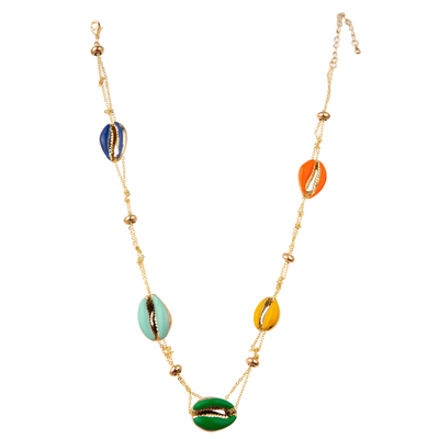 Collana dorata in rilievo multicolore del collegamento a catena 14K con la farfalla/fiore/il cuore/pendente stella/di Shell