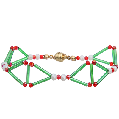 Dichiarazione triangolare 3D perline fatte a mano bracciali (arancione/verde/azzurro)