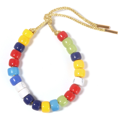 Il proprio forte luminoso di colore dell'arcobaleno di vetro gialli di modo borda il braccialetto in Shinny il filo di nylon dell'oro