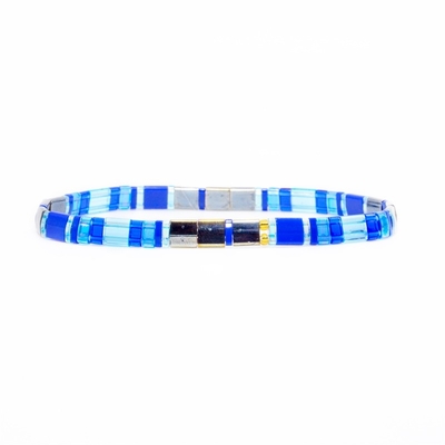 Braccialetto blu della perla di Tila, braccialetti della Boemia di amicizia con le perle